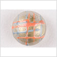 Plastic Shank Back Button - 36L/23mm - Domed Orange, Sky Blue and Gold Lines and Splatters