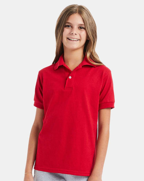 Hanes Youth Ecosmart Jersey Collared Short Sleeve Polo by HANES