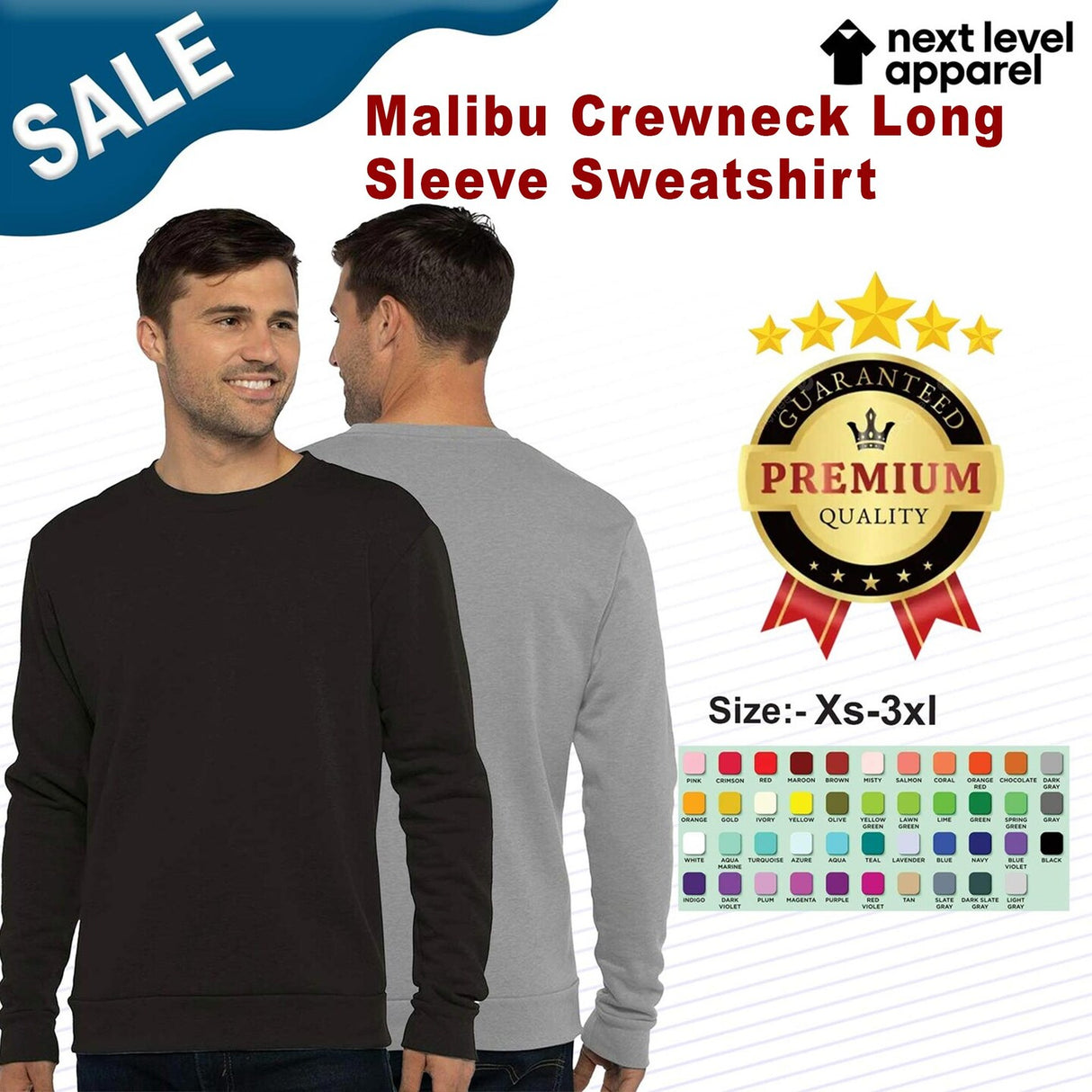 Next Level® Malibu Crewneck Long Sleeve Sweatshirt
