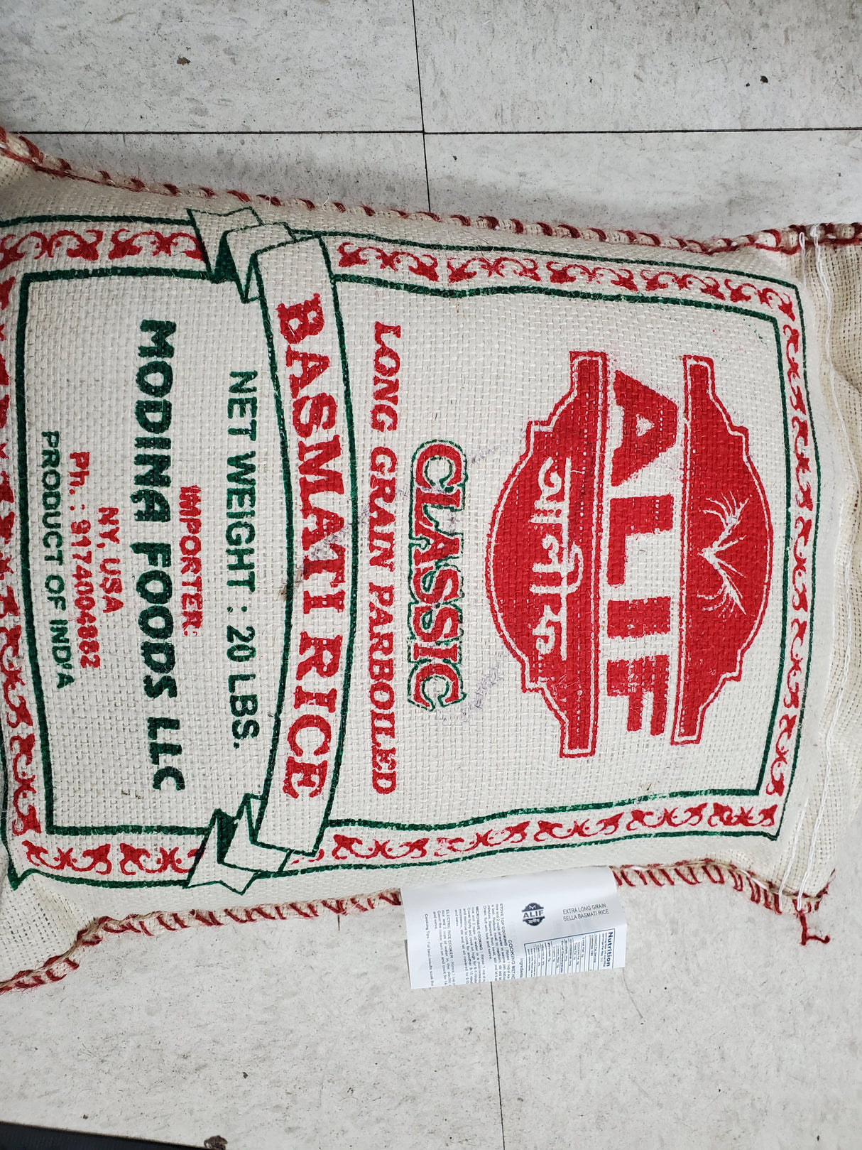 ALIF CLASSIC PARBOILED BASMATI RICE 20LBS