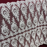 1 Yard Elegant Corded Bridal Lace Fabric Embroidered on Polyester Net Mesh