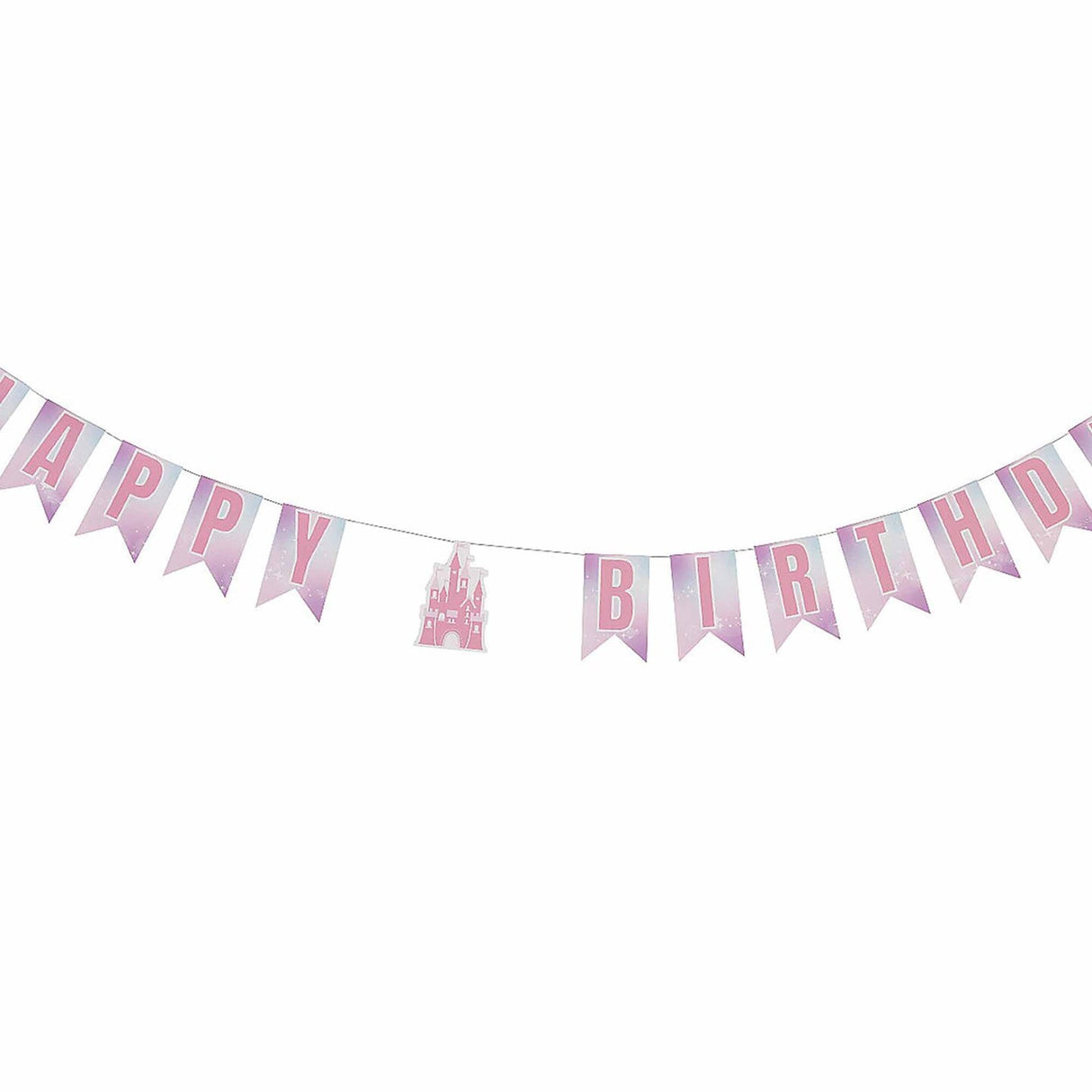 Pink Princess Castle Happy Birthday Pennant Banner