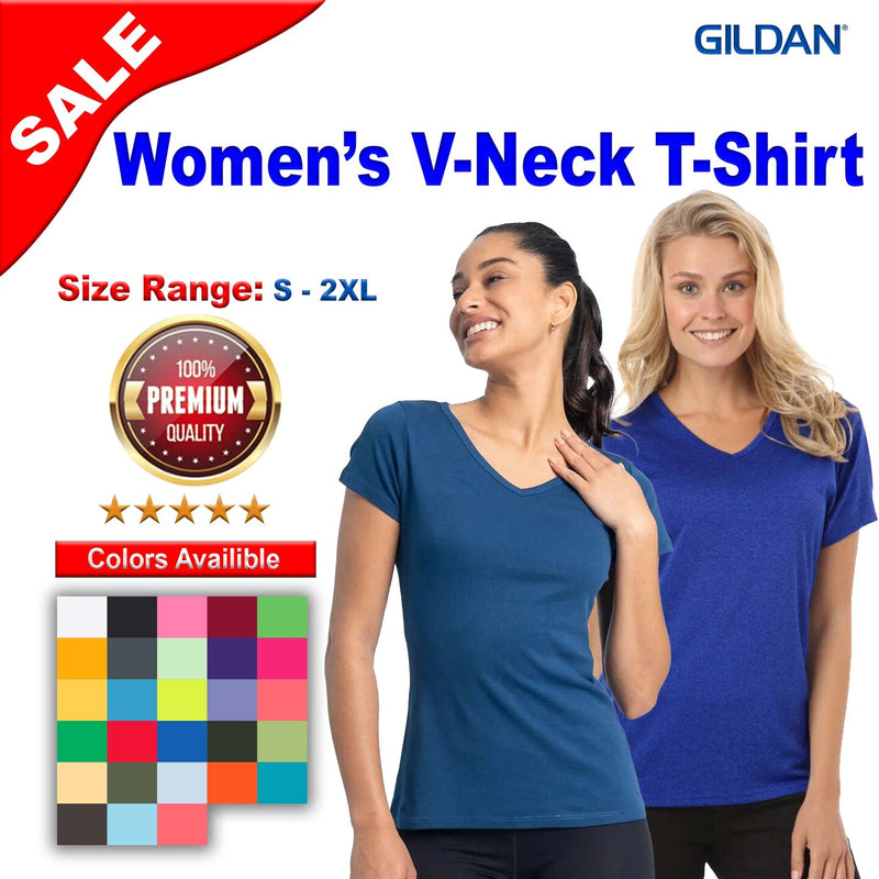 GildanÂ® Softstyle Ladies Fit V-Neck T-Shirt