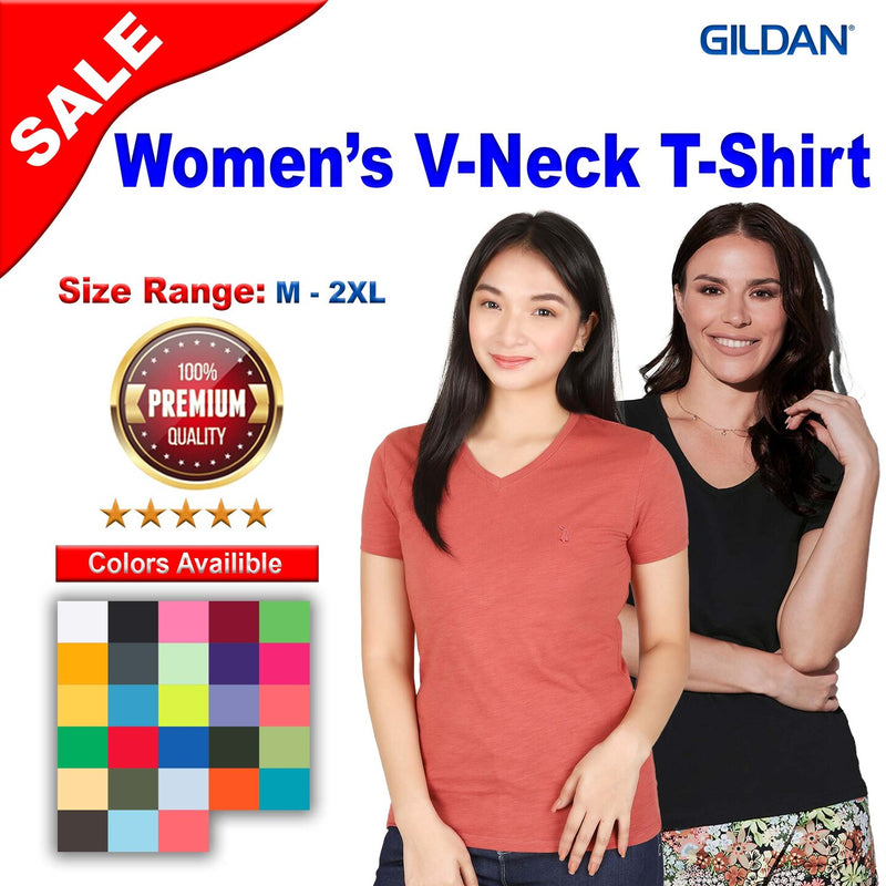 GildanÂ® Womenâ€™s V-Neck T-Shirt