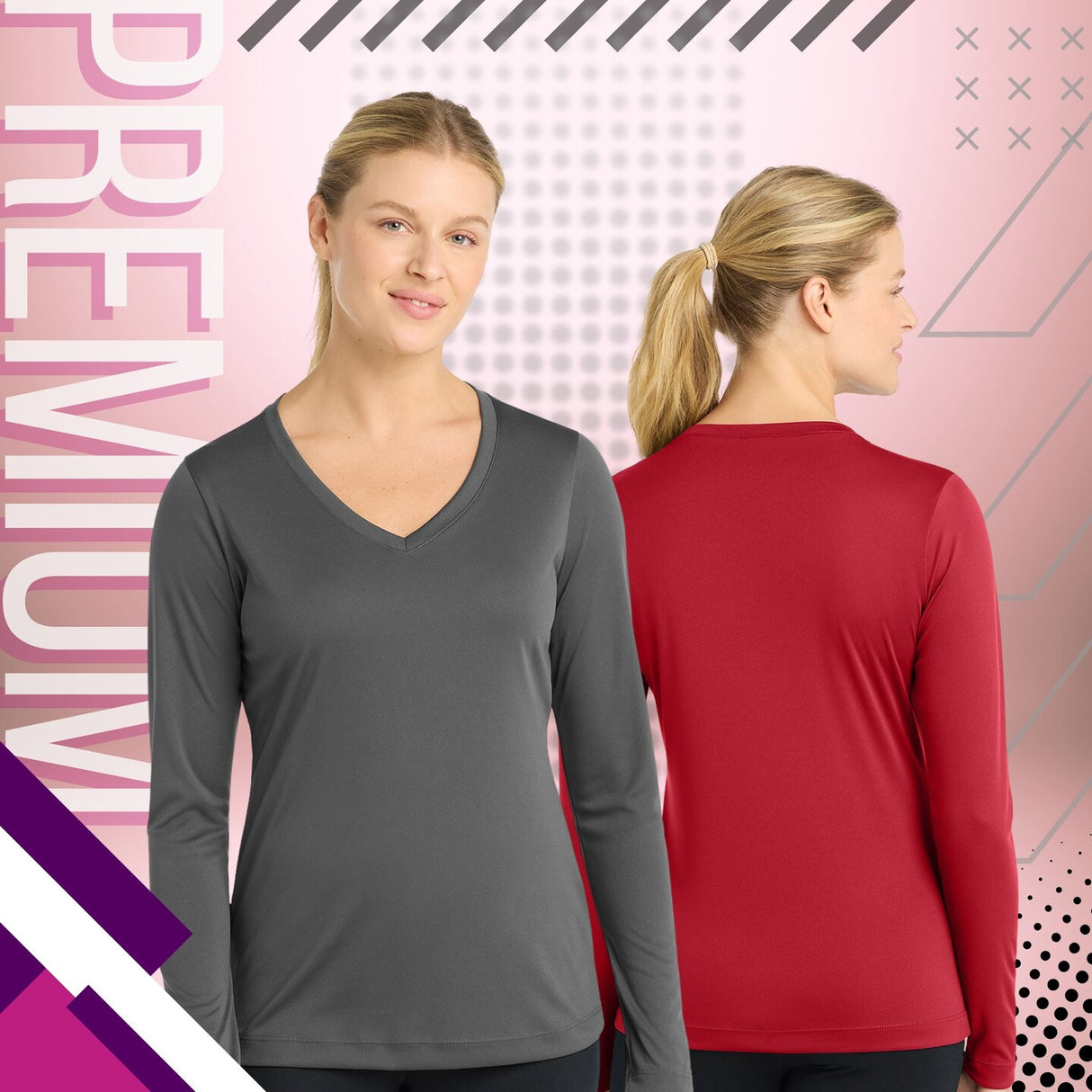 Sport-Tek® Women's Long Sleeve PosiCharge V-Neck Tee