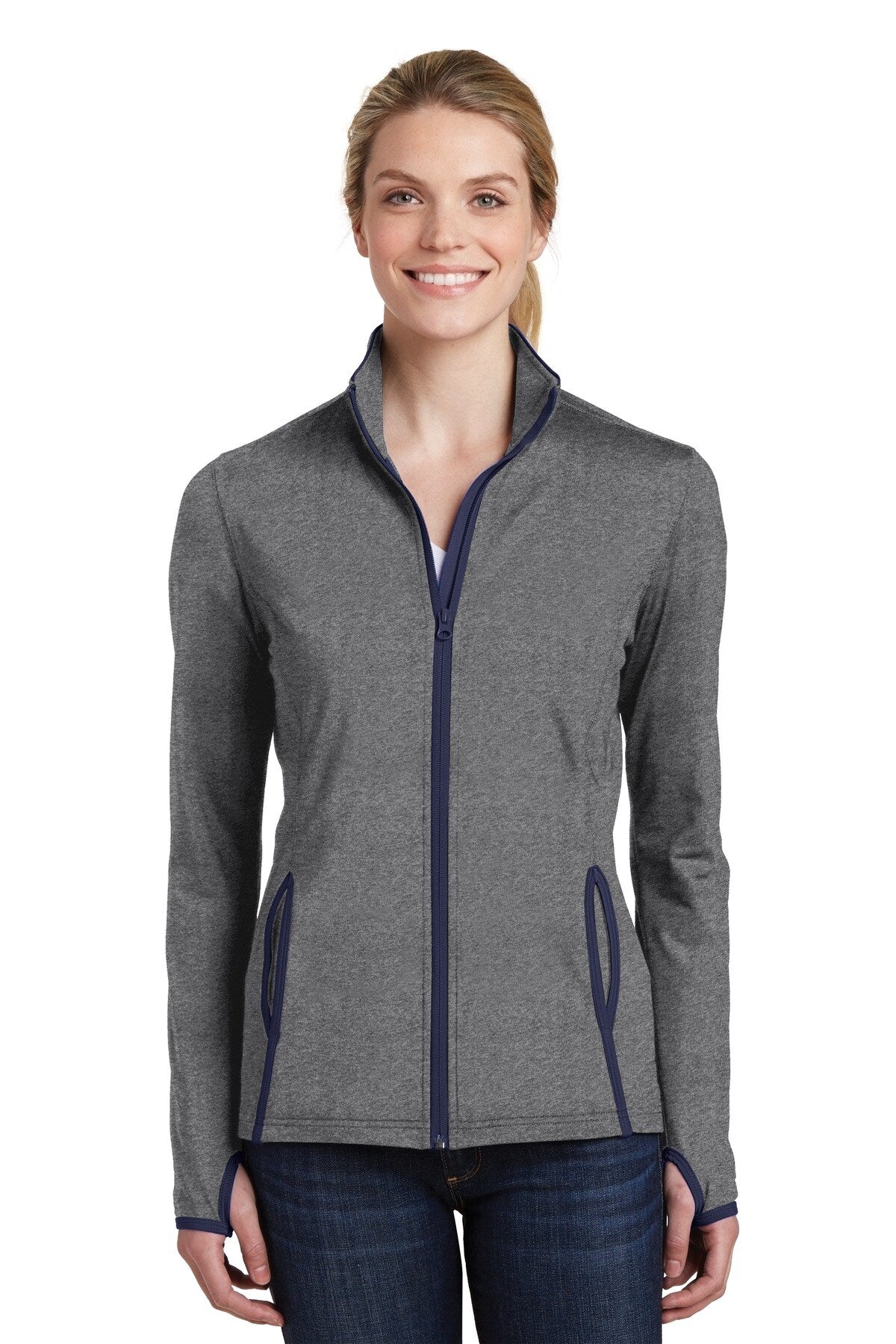 Sport-Tek® Women's Sport-Wick® Stretch Contrast Full-Zip Jacket