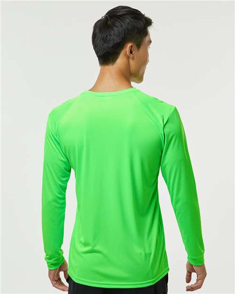 Front view of Paragon Long Sleeve Crewneck Performance Athletic Tee for outdoor and active wear