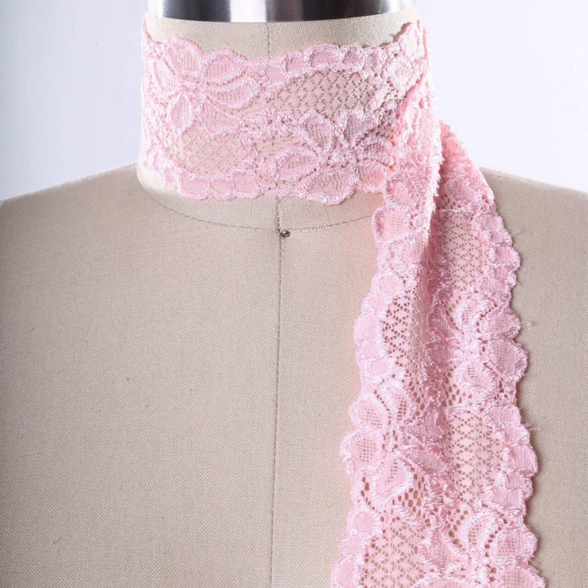 2 Yards Light Pink Stretch Lace Trim 2.5" Wide Floral Elastic Ribbon for Lingerie, Sewing & Crafts