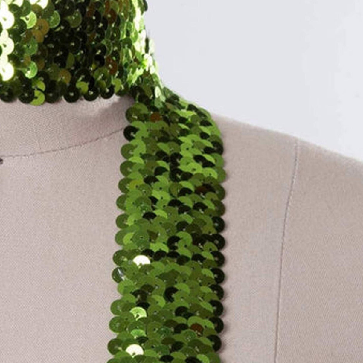 1 Yard Seaweed Green Stretch Sequins Trim Headband Stretch 1.5 Inch