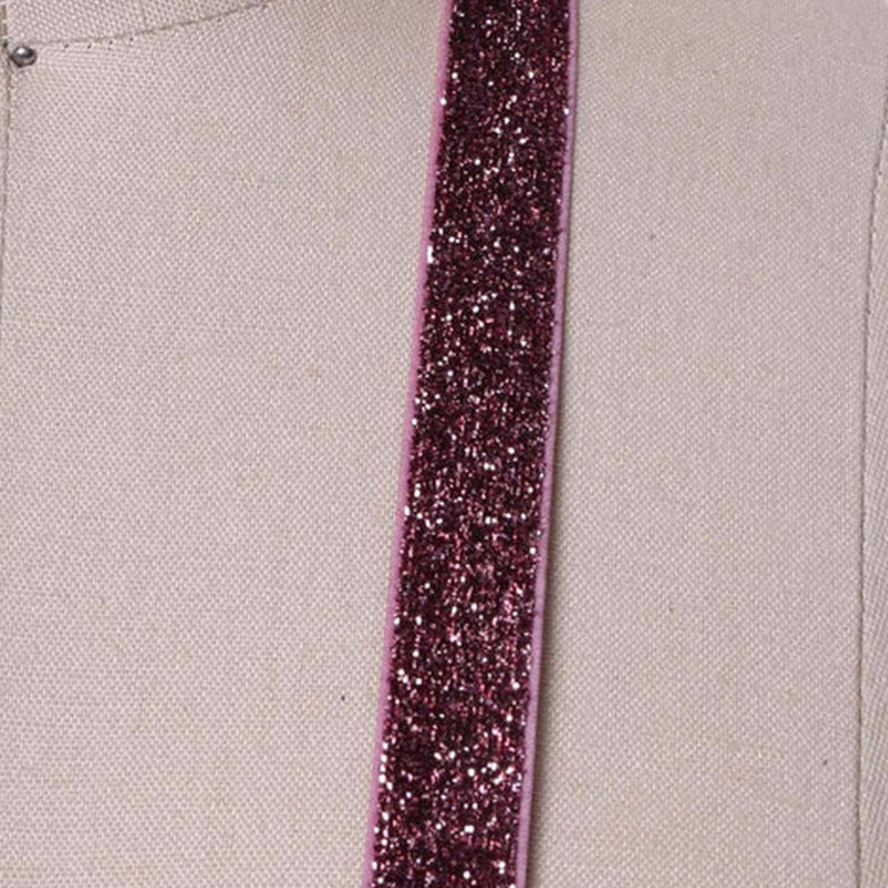 2 Yards Mauve Pink Glitter Elastic Trim 5/8" Stretchy Ribbon for Headbands & Crafts