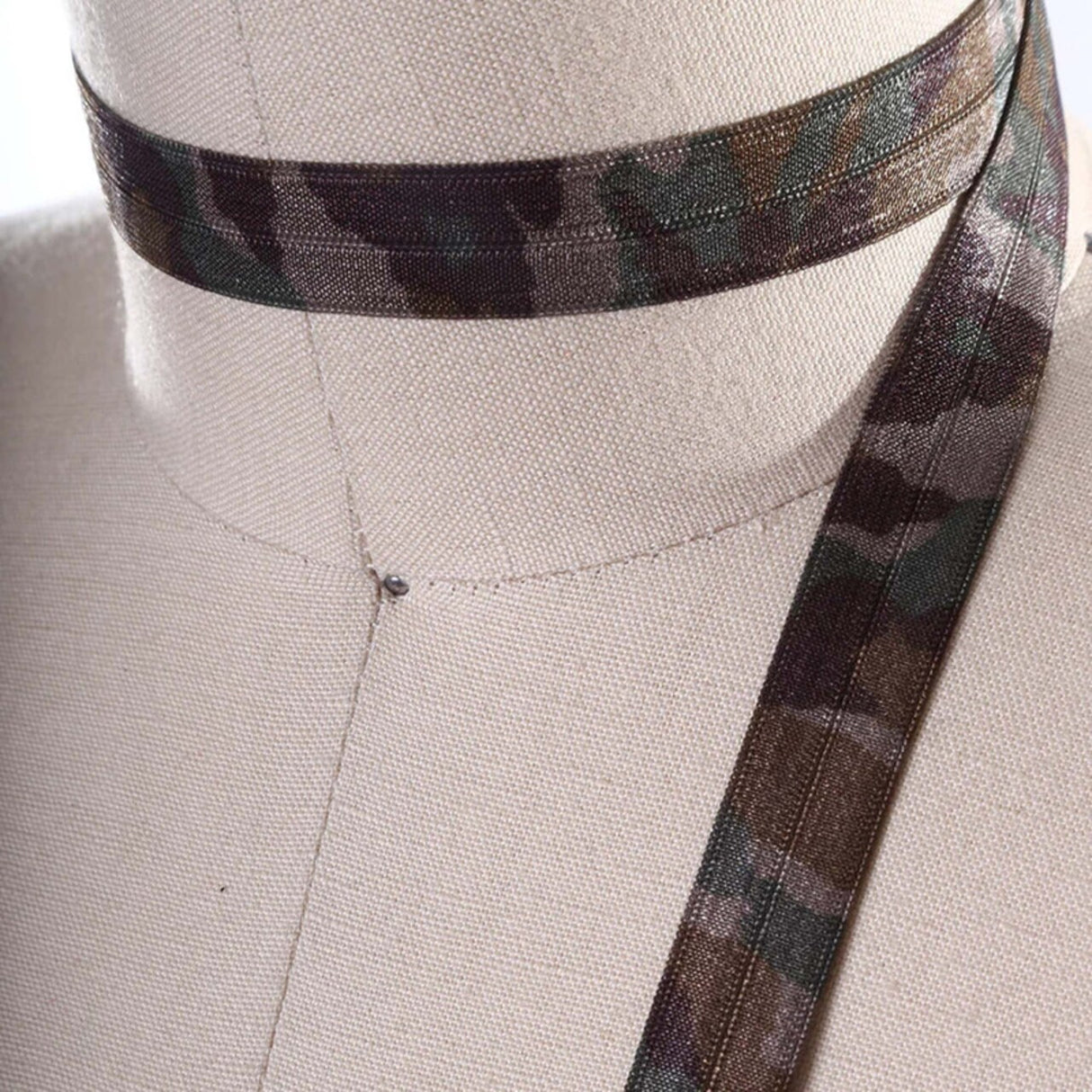 3 Yards 5/8" Army Green Camouflage Fold Over Elastic Stretch Trim for Face Masks