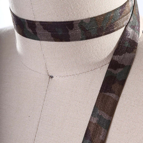 3 Yards 5/8" Army Green Camouflage Fold Over Elastic Stretch Trim for Face Masks