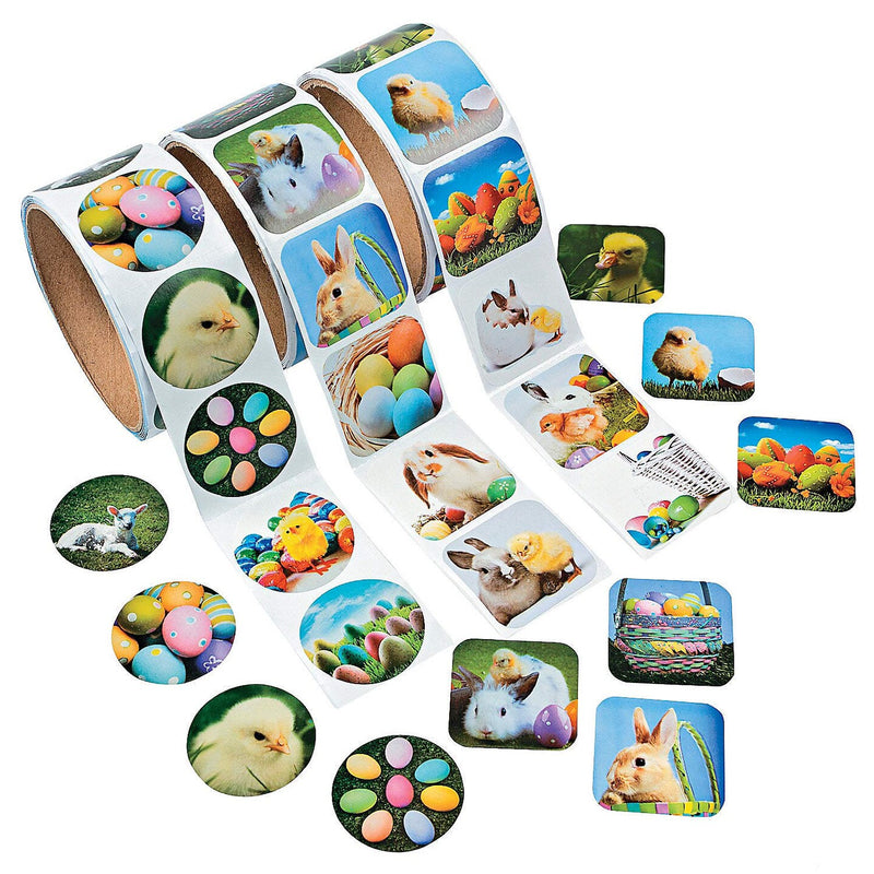 Bulk 300 Pieces Easter Stickers Assortment 3 Rolls
