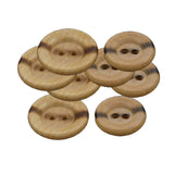12 Wooden Burnt Center Flat Buttons Two-Hole Wood Shop, 23mm (15/16") Large Size