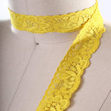 2 Yards Bright Yellow Stretch Lace Trim 1" Narrow Floral Elastic for Lingerie, Crafts & Sewing