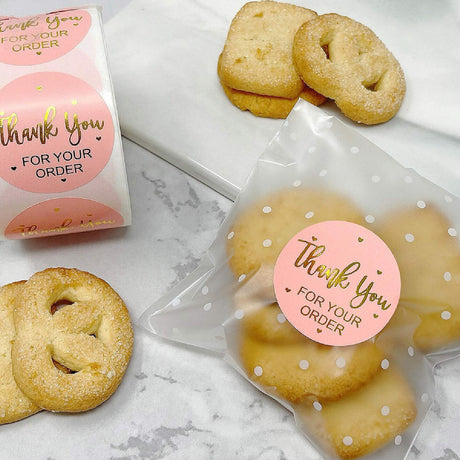 Wrapables 1.5" Thank You Stickers Roll Sealing Stickers and Labels 500 Pc Pink & Gold