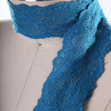 2 Yards Middle Sky BlueWide Stretch Lace Trim 2.5" Floral Elastic for Lingerie, Sewing & Crafts