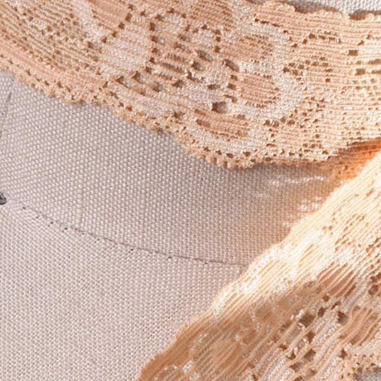 2 yards Light Peach Stretch Lace Trim 1" Floral Elastic Ribbon for Sewing, Lingerie & Craft Projects