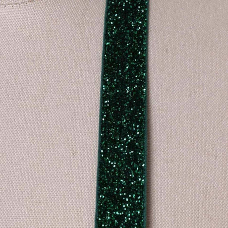 2 Yards 5/8" Christmas Green Glitter Elastic Trim for Headband Making