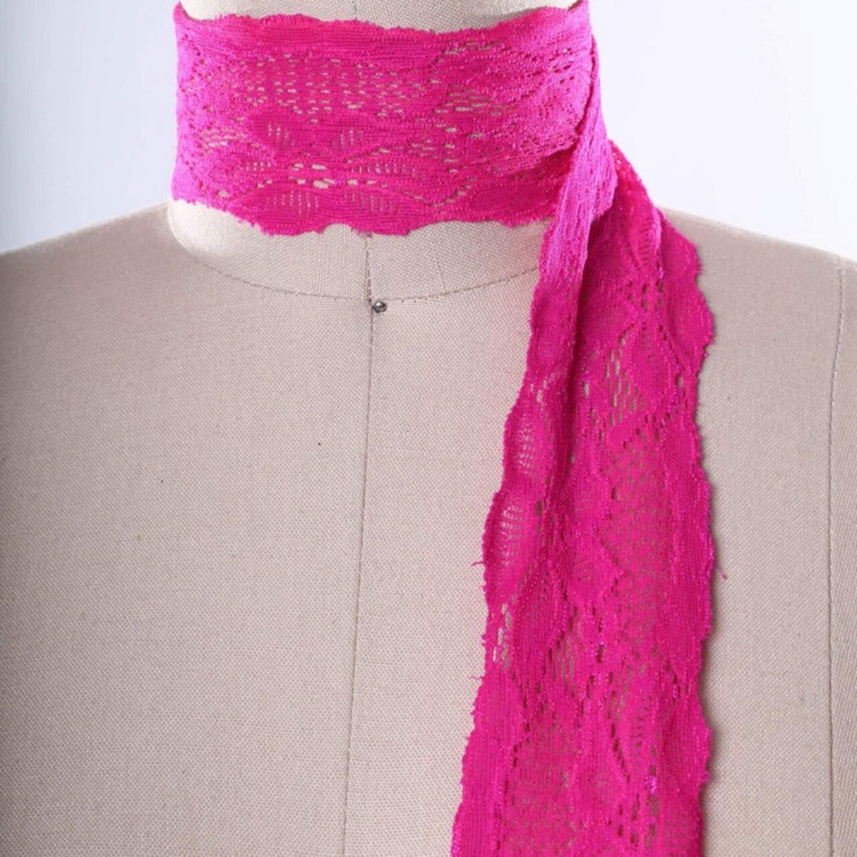 2 Yards Hot Pink Wide Stretch Lace Trim 2.5" Floral Elastic for Lingerie, Sewing & DIY Crafts