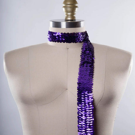 1 Yard Elastic Sequin Trim Purple Sequin Sash Trim 3/4"