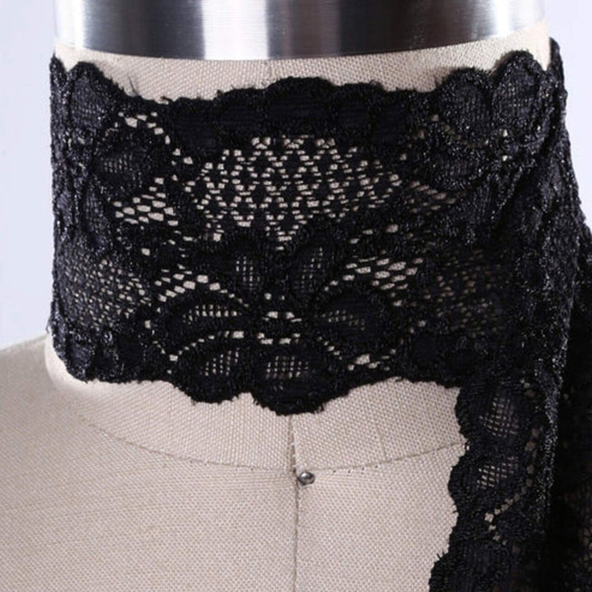 2 Yards Black Stretch Lace Trim 2.5" Wide Floral Elastic for Lingerie, Bralettes & Sewing Crafts