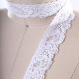 2 Yards White Stretch Lace 1" Wide Floral Elastic Trim for Sewing, Lingerie & Crafts