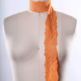 2 Yards Monarch Orange Wide Stretch Lace Trim 2.5" Floral Elastic for Sewing, Lingerie & DIY Crafts