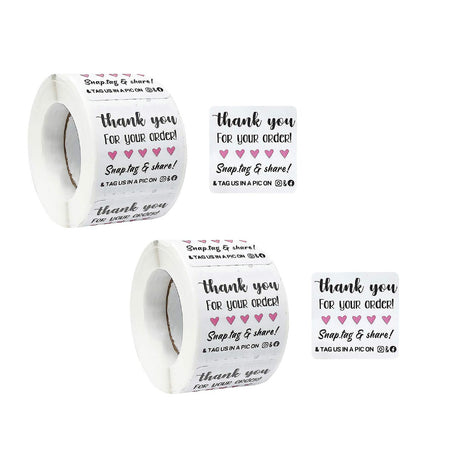 500 Pieces Wrapables Snap Tag Share Thank You Stickers Roll 1.5 Inch
