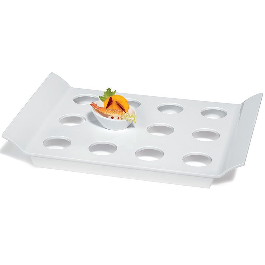 G. E. T. Melamine ML-291-W 18" x 13" Tray w/12 Round Slots - Pack of 2