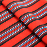Zulu Stripes Poly Spandex Fabric - Red Multi, Blue Multi, Wide Horizontal Stripes, 58-60" Width (1 Yard)