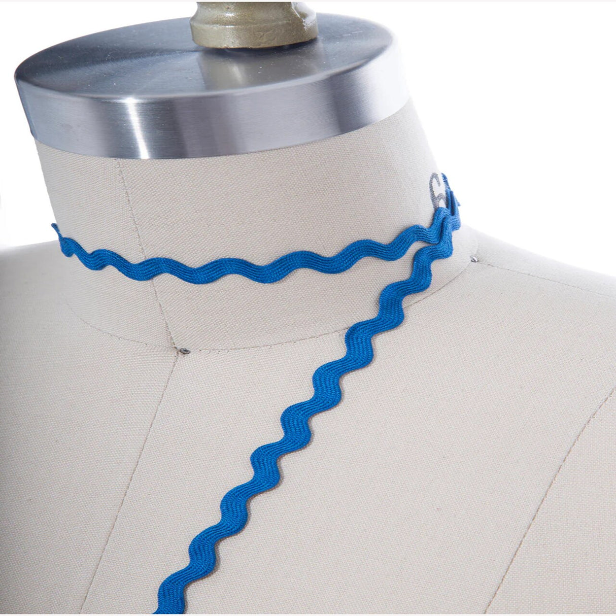 3 Yards True Blue Ric Rac Ribbon Trim Rigid Zigzag Tape on Wooden Spool