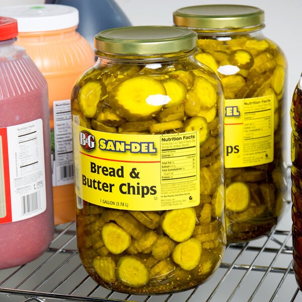 B&G 1 Gallon Sliced Bread and Butter Pickle Chips - 4/Case