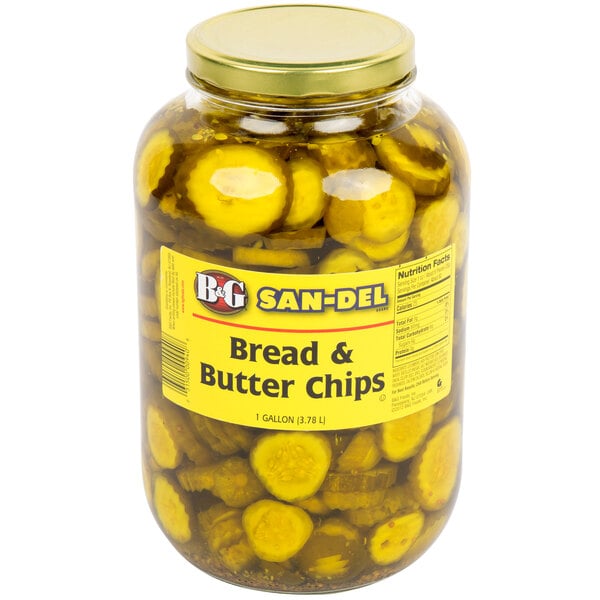 B&G 1 Gallon Sliced Bread and Butter Pickle Chips - 4/Case