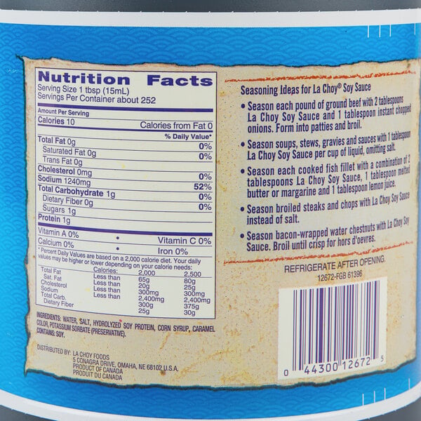 La Choy 1 Gallon Soy Sauce - 4/Case
