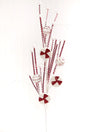 33" Red and White Glitter Peppermint Grass Spray