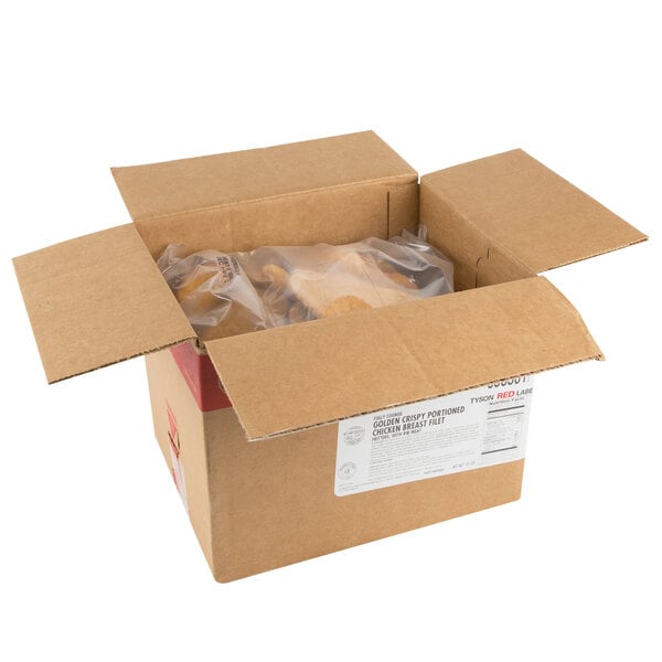 Tyson Red Label 3.5 oz. Fully Cooked Golden Crispy Chicken Breast Filets 5 lb. - 2/Case