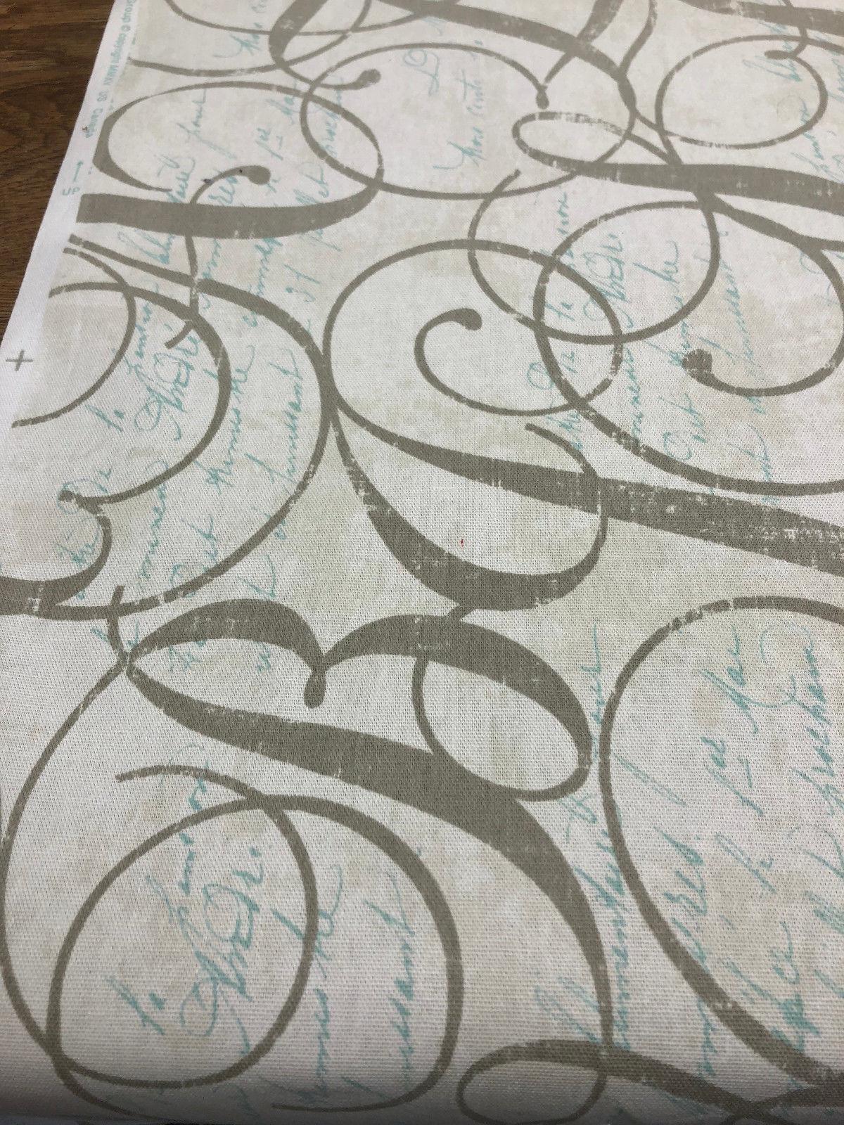 Home Essentials Calligraphy Spring Blue Cotton Fabric - Letters Pattern, 45" Width (1 Yard)