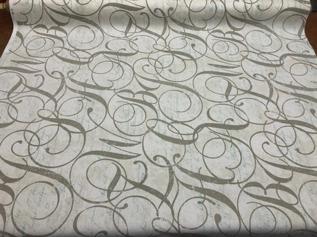 Home Essentials Calligraphy Spring Blue Cotton Fabric - Letters Pattern, 45" Width (1 Yard)