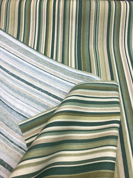 Home Essentials Decor Fabric - 100 Percent Cotton, Patina Green Stripes, 45" Width (1 Yard)