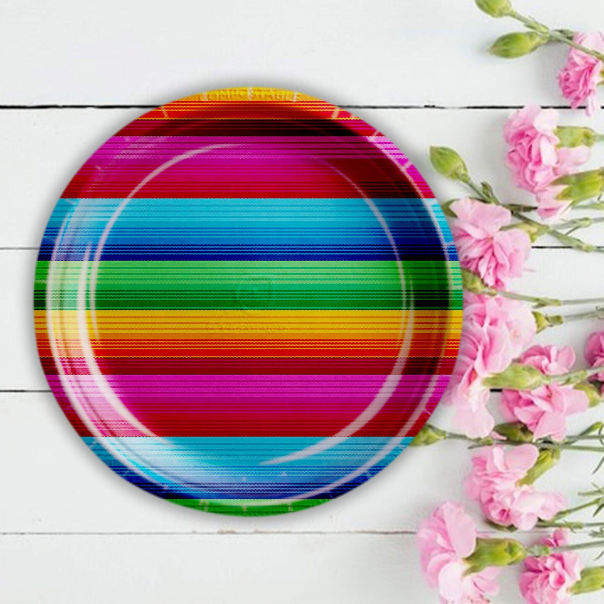 8 Count Bright Fiesta Party Paper Plates for Birthday or Colorful Dinner Events 9"