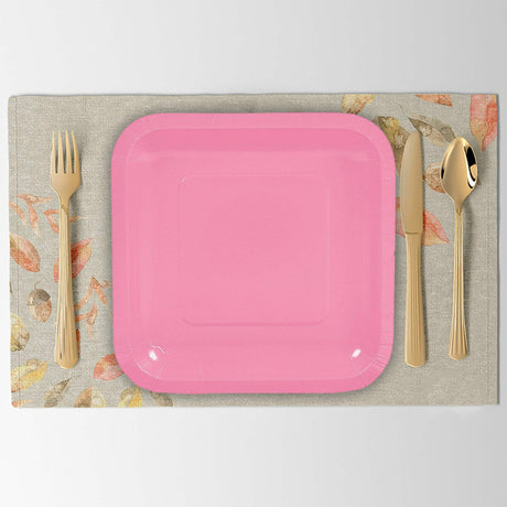 24 Count Pink Square Paper Dessert Plates Disposable Plates for Birthday or Shower 7"