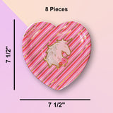 8 Ct. Valentine's Day Unicorn & Gold Foil Paper Dessert Plates 7.5"