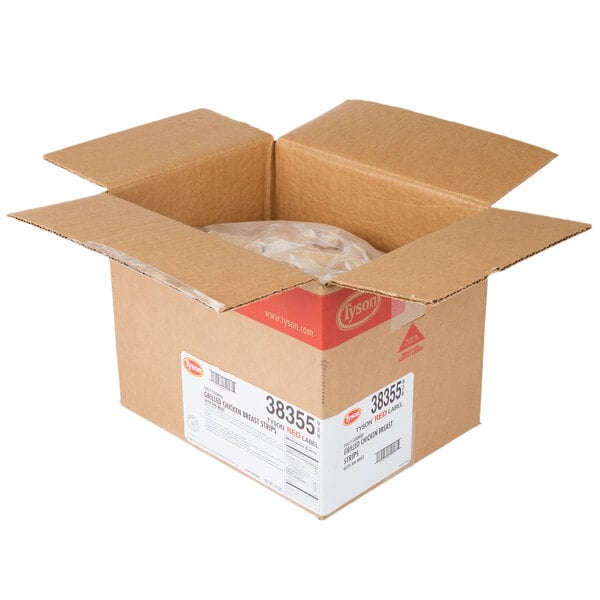 Tyson Red Label 5 lb. Bag of Fully Cooked Grilled Chicken Breast Strips - 2/Case
