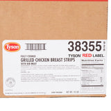 Tyson Red Label 5 lb. Bag of Fully Cooked Grilled Chicken Breast Strips - 2/Case