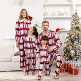 Christmas Outfits Checkered Open Button Pajamas Sets