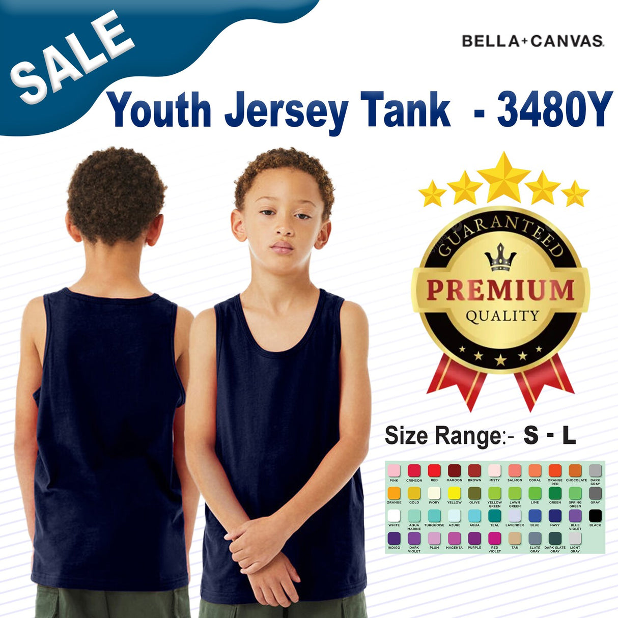 Bella + Canvas® Youth Jersey Sleeveless Tank - 3480Y