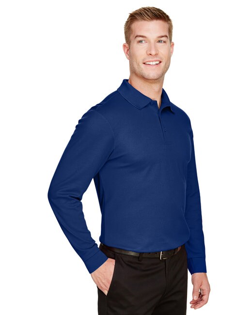 Devon & Jones® CrownLux Performance Men's Plaited Long Sleeve Polo