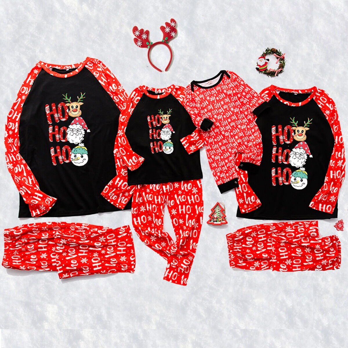 Christmas Loungewear Long Sleeve Pajama Set Letter Print Outfits