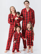 Christmas Checked Print Pajamas Sets Dress Shirt Trousers